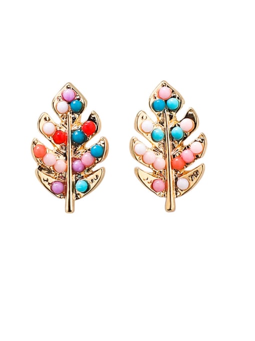E-leaf Alloy With  Artificial Pearl  Bohemia Colorful Sea Star Round Stud Earrings