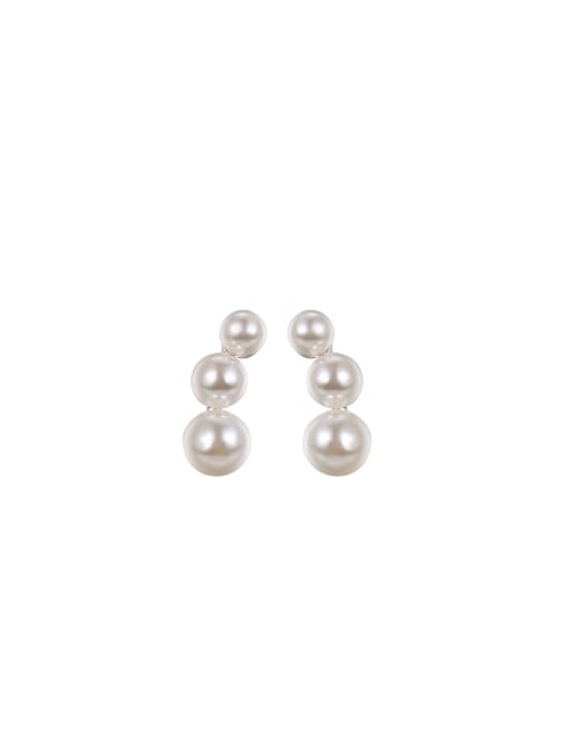 XP Copper Alloy White Gold Plated Fashion Pearl Stud drop earring 0