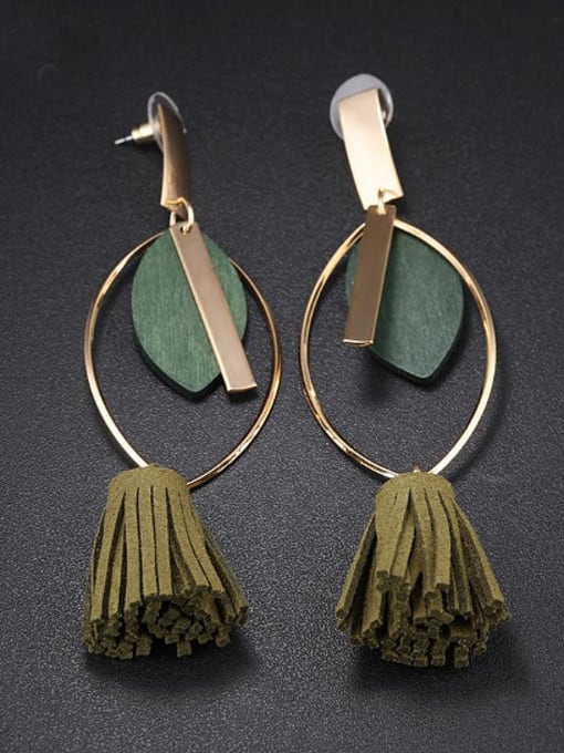 Open Sky Fashion Chinlon Tassels Hollow Oval Drop Earrings 0