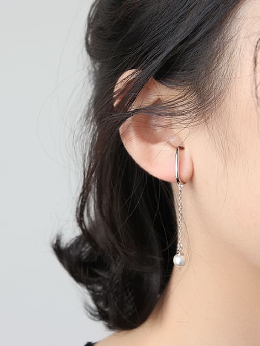 DAKA Sterling silver imitation pearl without ear pierced ear clip 1