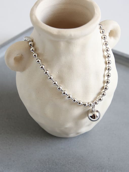 DAKA 925 Sterling Silver With Platinum Plated Simplistic beads Anklets 2