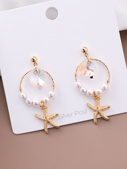 Girlhood Alloy With Gold Plated Fashion Sea Star  Drop Earrings 2