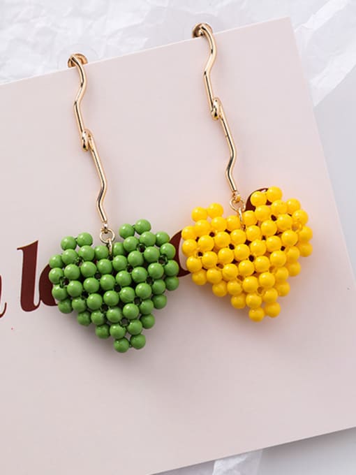 E yellow and green (long) Alloy With Rose Gold Plated Simplistic Heart Drop Earrings
