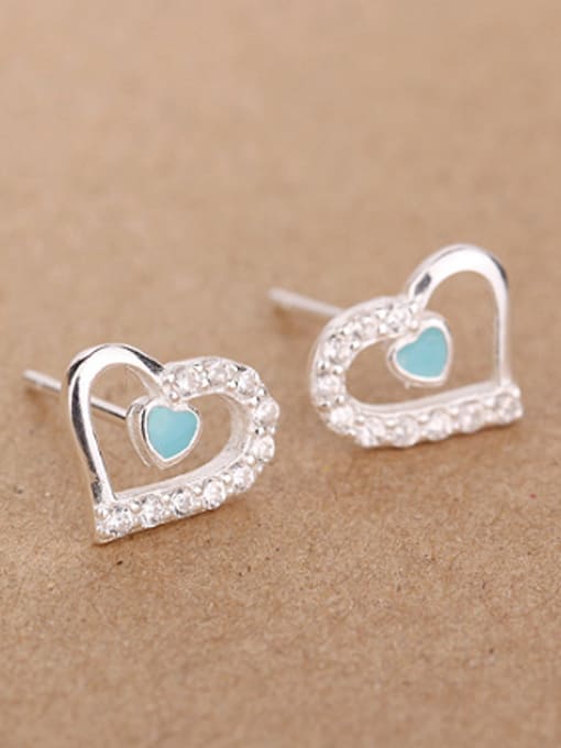 Blue Tiny Heart shaped stud Earring