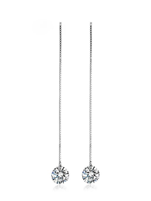 White 925 Sterling Silver Crystal threader earring