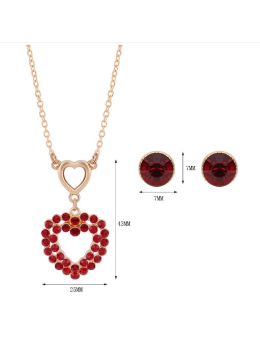 BESTIE Alloy Imitation-gold Plated Fashion Artificial Stones Heart-shaped Two Pieces Jewelry Set 3