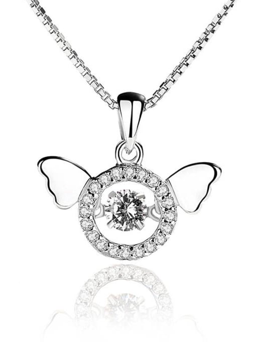 Peng Yuan Fashion Rotatable Cubic Zircon Little Wings 925 Silver Single Pendant