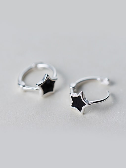 black Temperament Star Shaped S925 Silver Glue Clip Earrings