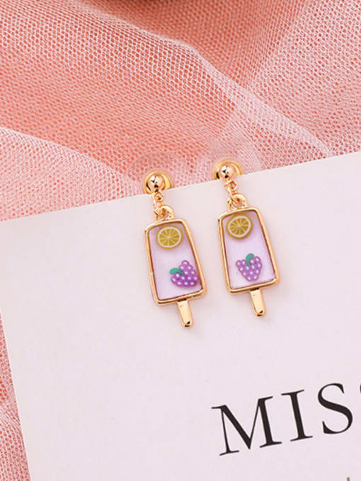 C grape Alloy With Rose Gold Plated Cute Friut Ice Cream Drop Earrings