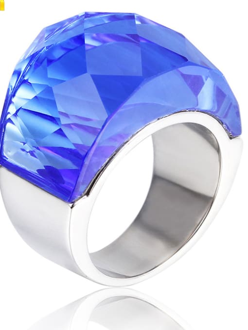 Blue steel Stainless Steel With Gold Plated Trendy Geometric Party Multistone Rings