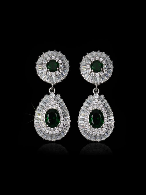 Green Fashion Wedding Water Drop Cluster earring