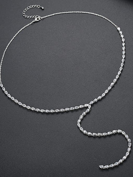 Platinum Copper With Platinum Plated Simplistic Long pendant Y word Necklaces