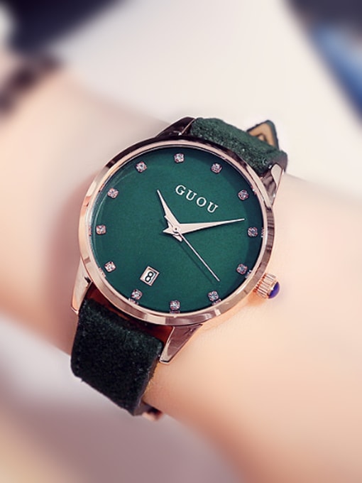 Green GUOU Brand Classical Mechanical Women Watch