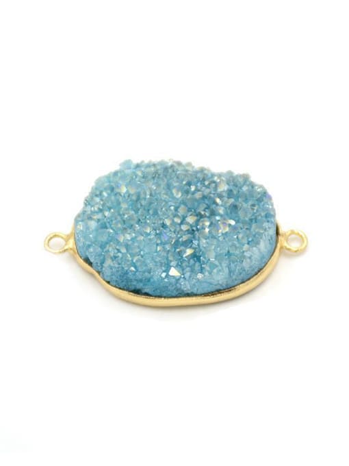 Tess Oval Natural Blue Crystal Gold Plated Pendant 0
