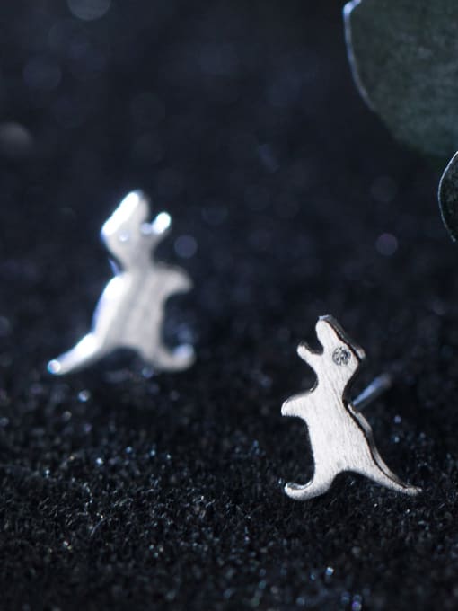 Rosh 925 Sterling Silver With Silver Plated Cute Dinosaur Stud Earrings 2