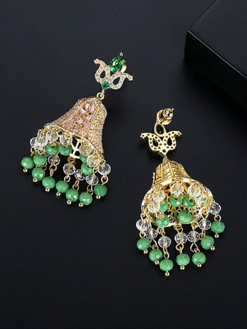 BLING SU Copper With Gold Plated Ethnic Wind Chimes Drop Earrings 2