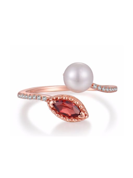 Rose Gold Plated Light Weight Freshwater Pearl Opening Ring