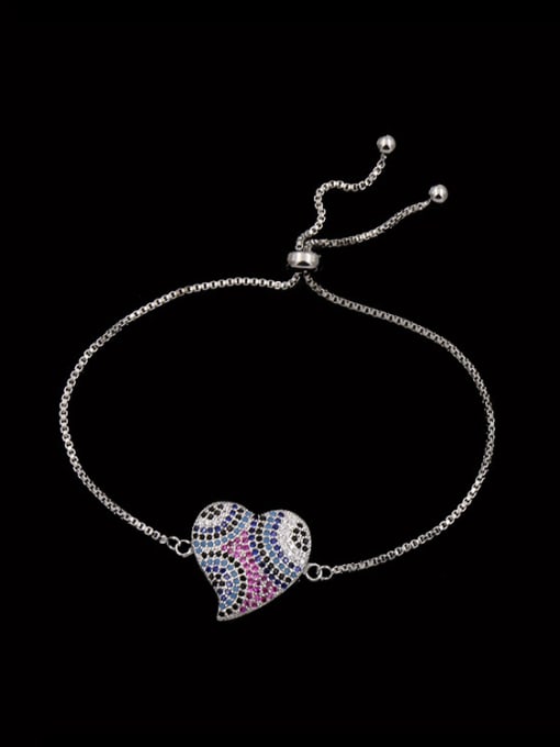 Silvery Heart-shaped Adjustable Bracelet