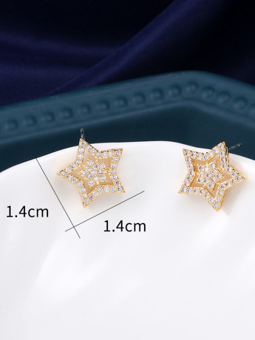 Mo Hai Copper With Cubic Zirconia  Cute  Hollow Star Stud Earrings 4