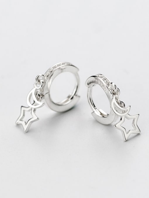 Rosh Fresh Moon And Star Shaped S925 Silver Clip Earrings 0