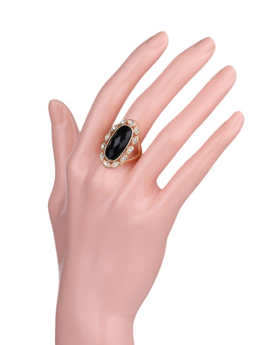 Black Retro Noble style Oval Resin stone Crystals Alloy Ring