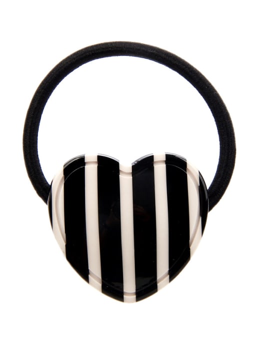 Black and white stripes Rubber Band With Cellulose Acetate  Cute Heart ShapedHair Ropes