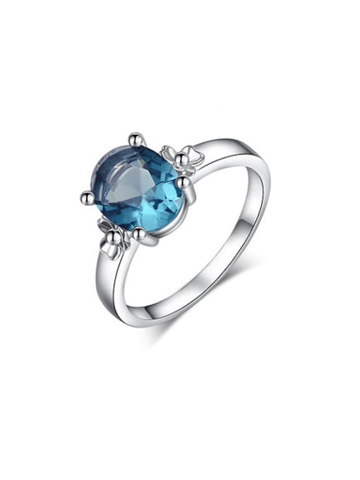 Ronaldo Blue Oval Shaped AAA Zircon Ring 0