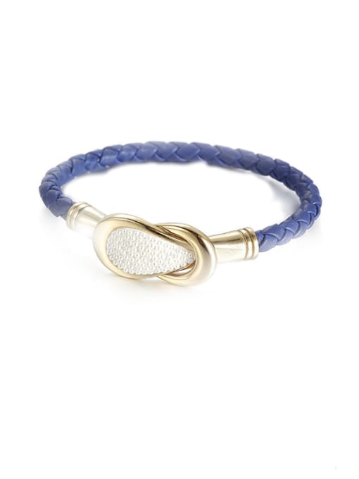 Gold,Blue Anti- allergic Titanium Steel Pearl Bracelet
