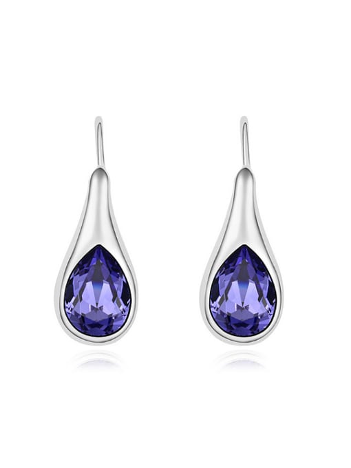 purple Simple Water Drop austrian Crystals Alloy Stud Earrings