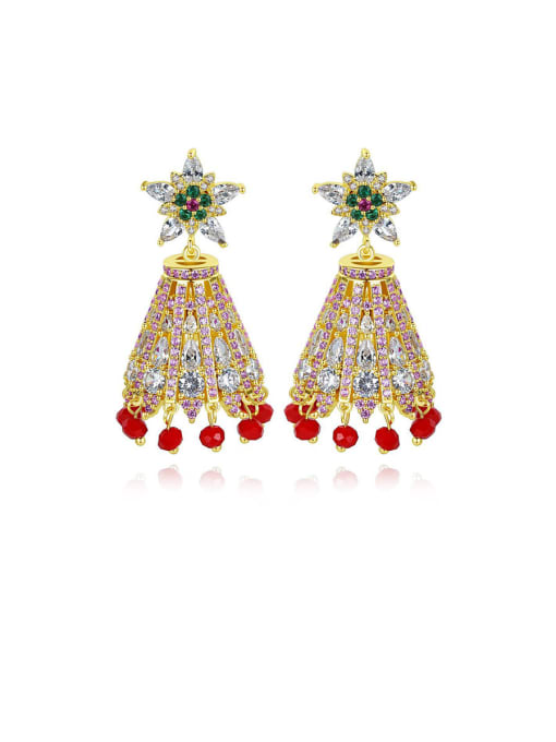BLING SU Copper With Gold Plated Ethnic Irregular Chandelier Earrings 0