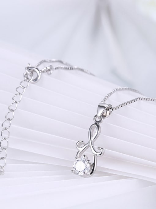 OUXI Simple Elegant Zircon Silver Necklace 2
