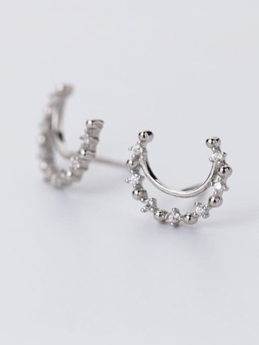 Rosh Trendy Moon Shaped Rhinestones Stud Earrings 0