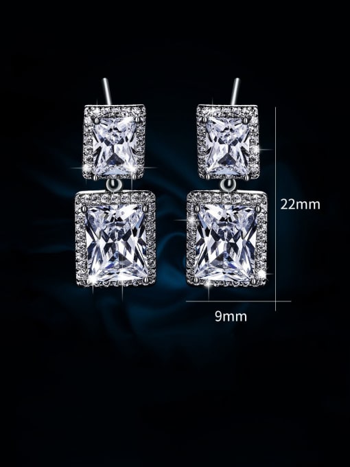 platinum Copper With Platinum Plated Simplistic Geometric Drop Earrings