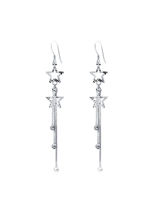 Rosh S925 silver sweet star beads tassel drop threader earring 0