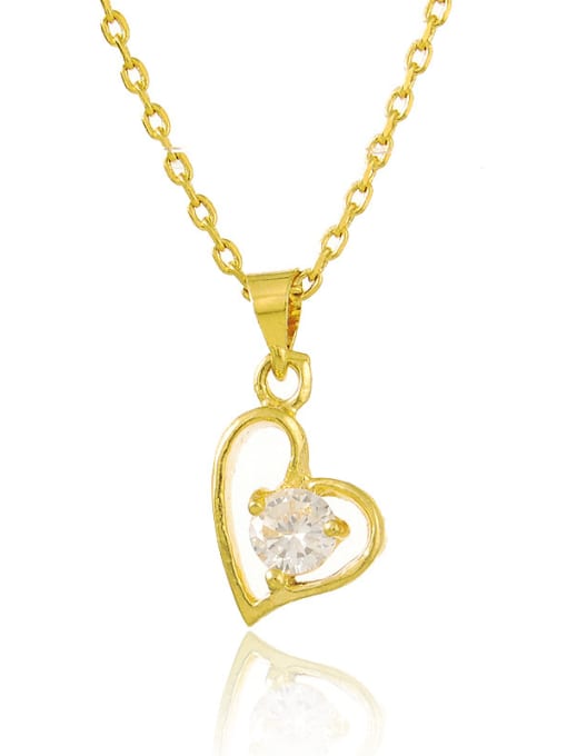 Yi Heng Da Exquisite 24K Gold Plated Heart Shaped Rhinestone Necklace 0