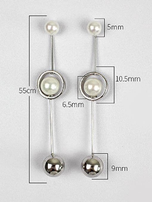 DAKA Fashion Artificial Pearls Smooth Bead Silver Stud Earrings 3