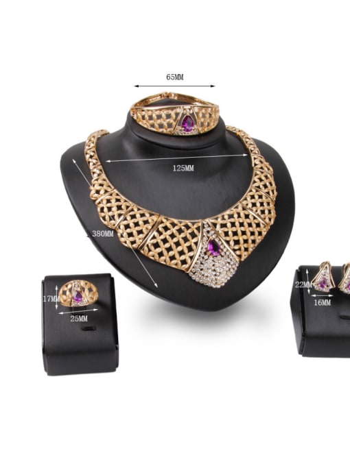 BESTIE 2018 Alloy Imitation-gold Plated Vintage style Artificial Stones Hollow Four Pieces Jewelry Set 2