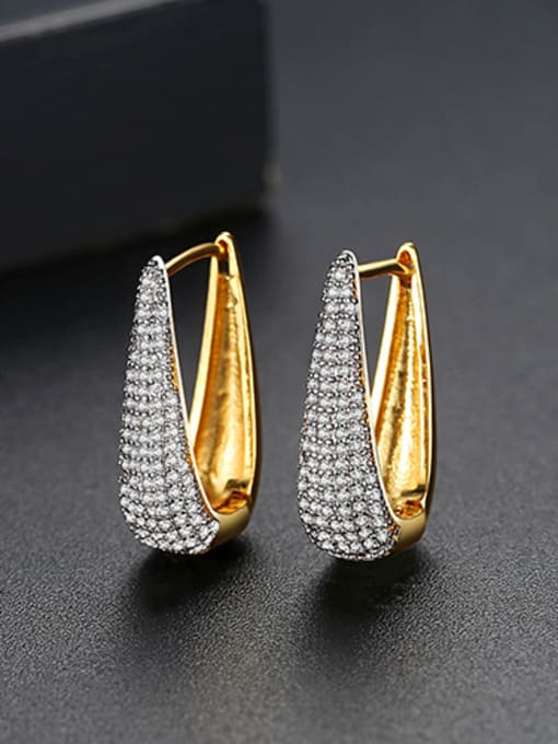 18k Copper With Gold Plated Fashion Geometric Bridal Clip On Earrings