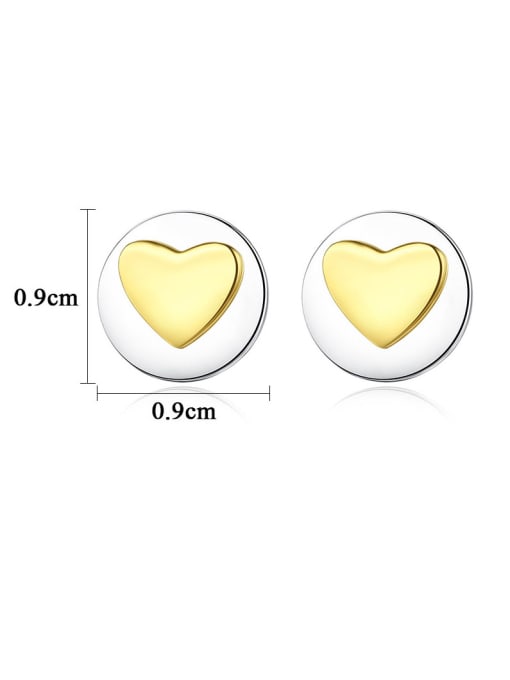 CCUI 925 Sterling Silver With Simple smooth  Heart-shaped Stud Earrings 4