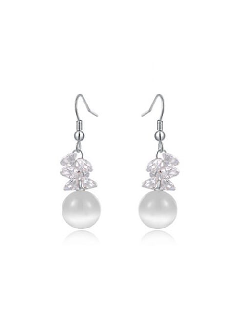 Platinum Elegant Round Shaped Austria Crystal Drop Earrings