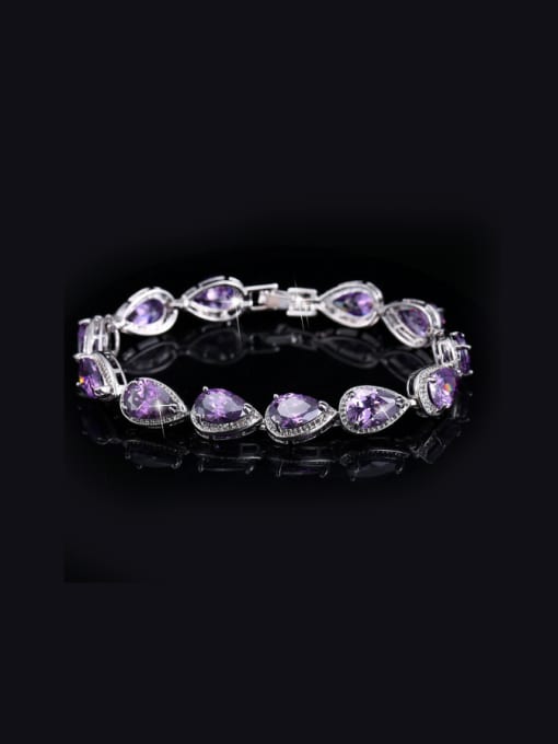 Purple 17.8Cm Fashion AAA Zircon Wedding Bracelet