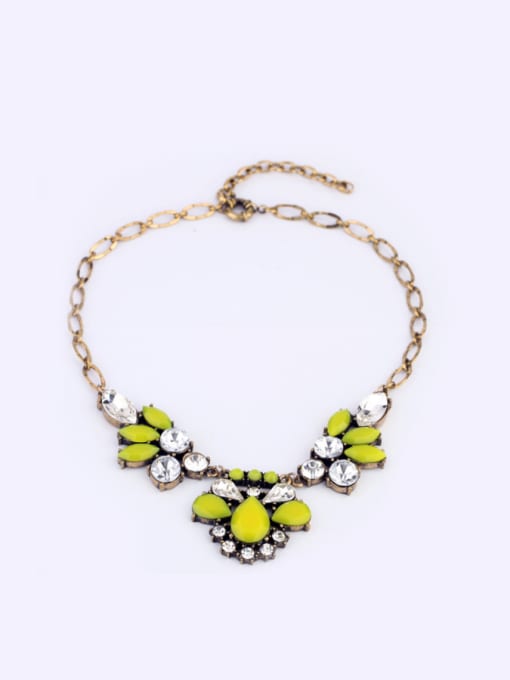 Yellow Flower Shaped Artificial Stones Alloy Necklace