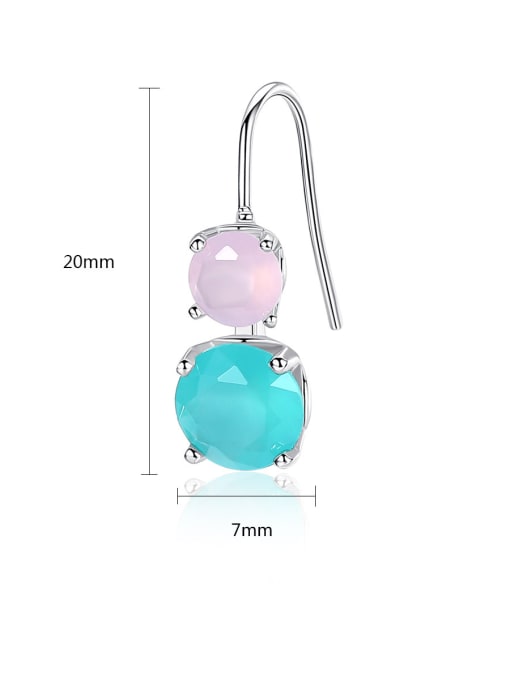 BLING SU Main stone powder and green zircon fashion simple color Earring 3