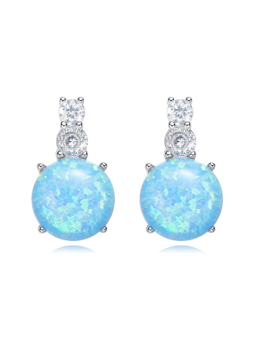 CEIDAI Tiny Opal stone Cubic Zircon 925 Silver Stud Earrings 2