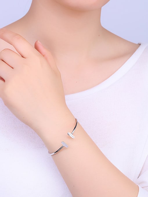 One Silver Simple 925 Silver Opening Bangle 1
