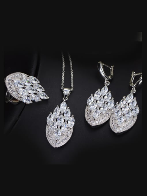 White Ring 6 Yards Exquisite Luxury Wedding Accessories Jewelry Set