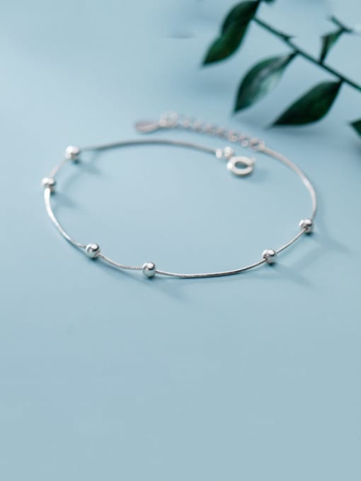 Rosh 925 Sterling Silver With Platinum Plated Simplistic Chain Bracelets
