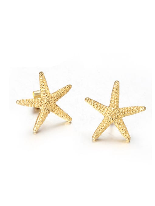 CONG Exquisite Gold Plated Star Shaped Rhinestones Stud Earrings 0