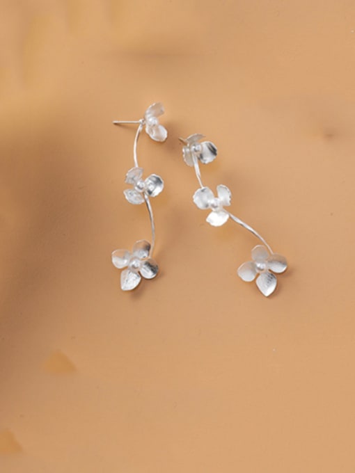 B Silver Alloy With Imitation Gold Plated Fashion Flower Drop Earrings