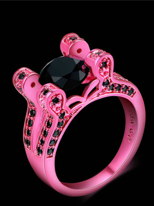Ronaldo Creative Pink Double Layer Zircon Copper Ring 2